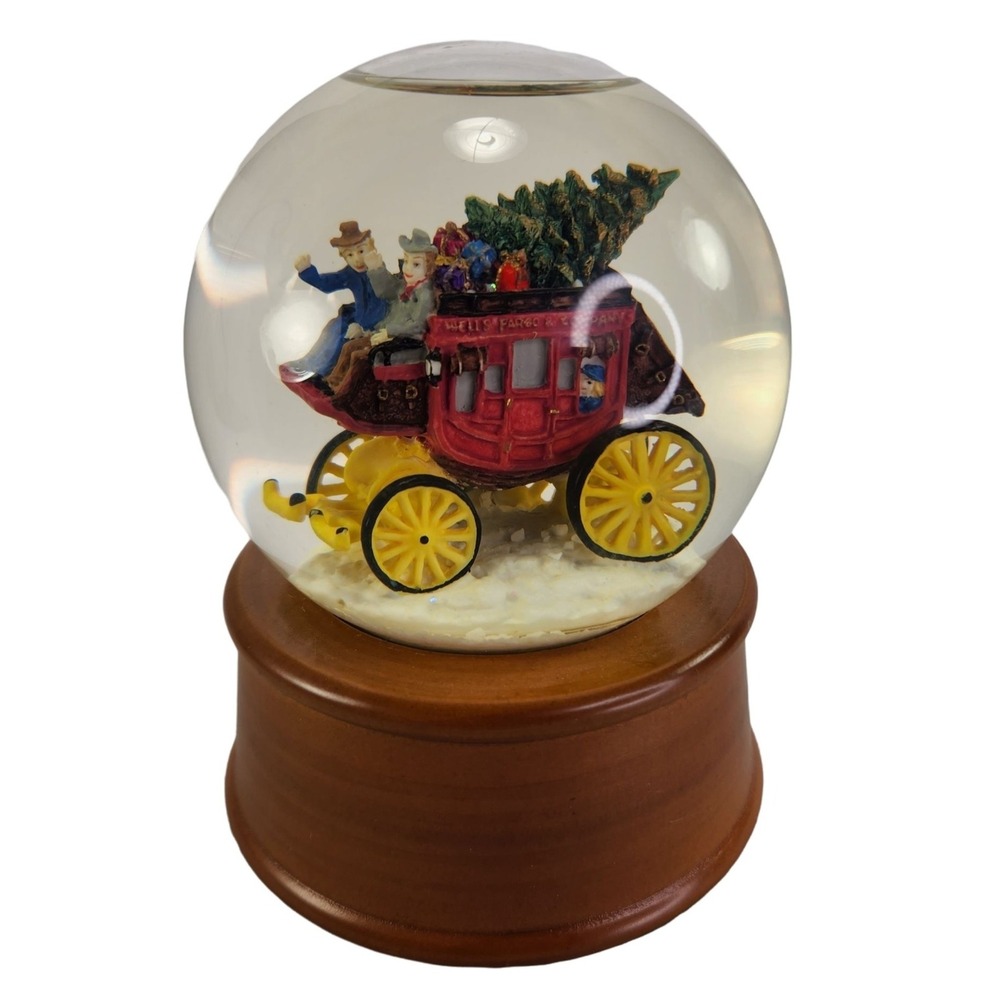 Wells‎ Fargo Stage Coach Snowglobe Musical Christmas Let It Snow Globe Vtg READ